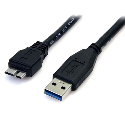 Attēls no StarTech.com 0.5m (1.5ft) Black SuperSpeed USB 3.0 Cable A to Micro B - M/M