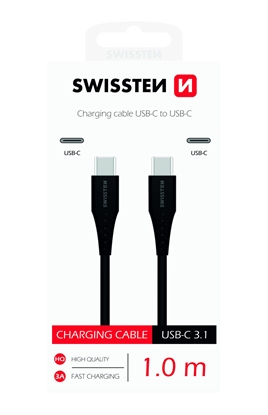 Attēls no Swissten Basic Universal Quick Charge 3.1 USB-C to USB-C Charging Cable 1m