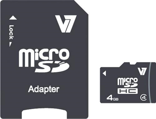 Picture of V7 4GB Micro SDHC Card Class 4 + Adapter