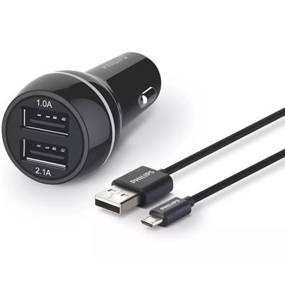 Attēls no Philips DLP2357U/10 2xUSB Car charger + Micro USB cable 12V 3.1A