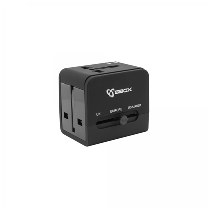 Attēls no Sbox TA-23 Universal Travel Adapter with Dual USB Charger