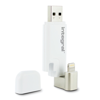 Attēls no Integral 64GB USB3.0 DRIVE LIGHTNING USB ISHUTTLE WHITE DUAL CONNECTOR USB flash drive USB Type-A / Lightning 3.2 Gen 1 (3.1 Gen 1) Silver, White