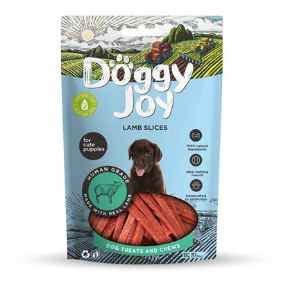 Attēls no Gardums kucēniem Doggy Joy sloksnītes, jēra gaļas 90g