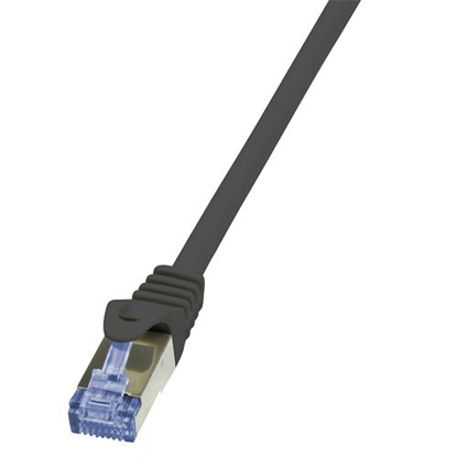 Picture of LogiLink LogiLink Patch Cable, cat. 6A, S/FTP, 15,0 m, black shielded (PIMF), 4 x 2 AWG 26/7, pin assignment: 1:1, copper core, (CQ3103S)
