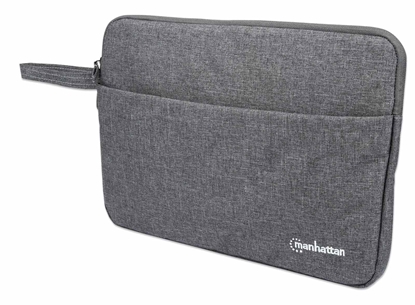 Attēls no Manhattan Seattle Laptop Sleeve 14.5", Grey, Padded, Extra Soft Internal Cushioning, Main Compartment with double zips, Zippered Front Pocket, Carry Loop, Water Resistant and Durable, Notebook Slipcase, Three Year Warranty