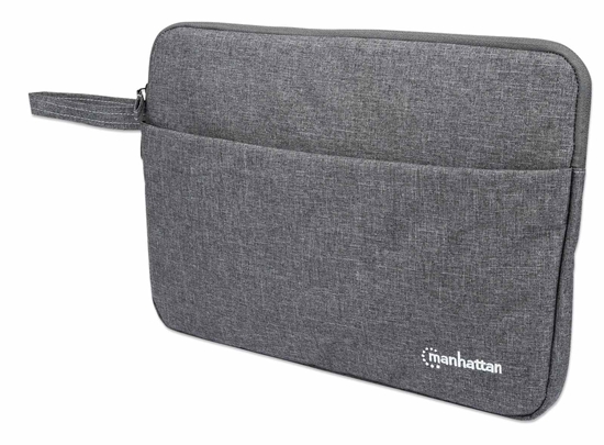 Изображение Manhattan Seattle Laptop Sleeve 14.5", Grey, Padded, Extra Soft Internal Cushioning, Main Compartment with double zips, Zippered Front Pocket, Carry Loop, Water Resistant and Durable, Notebook Slipcase, Three Year Warranty