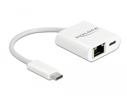 Attēls no Delock USB Type-C™ Adapter to Gigabit LAN 10/100/1000 Mbps with Power Delivery port white