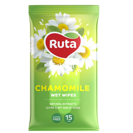 Изображение Mitrās salvetes Ruta Selecta ar kumelīšu ekstraktu 15 gab