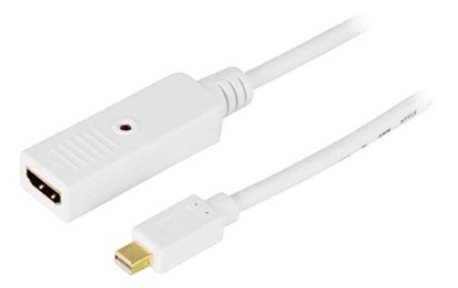 Изображение Kabel Deltaco DisplayPort Mini - HDMI 1m biały (DP-HDMI100)