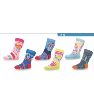Picture of 4-6 mēn. (9-10 cm) zeķes ar gumijas zoli prēt slīdēšanas kokvilna dažādas SK-12-S