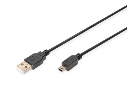 Attēls no DIGITUS Mini USB 2.0 Anschlusskabel, 1m, schwarz