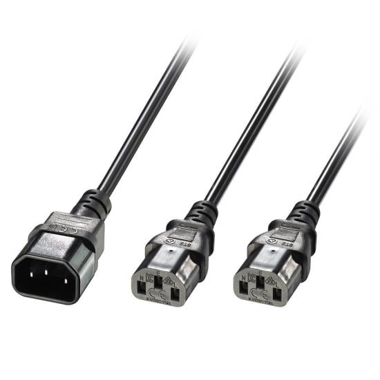Picture of Lindy 1m C14 to 2 x IEC C13 Extension Cable