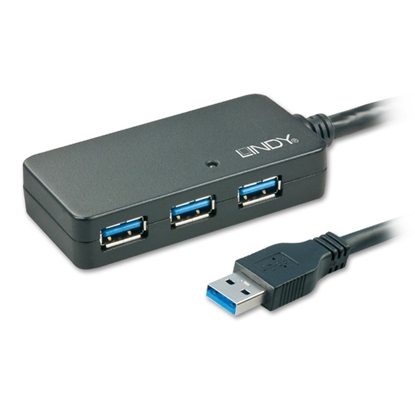 Attēls no Lindy 10m USB 3.0 Active Extension Hub Pro 4 Port
