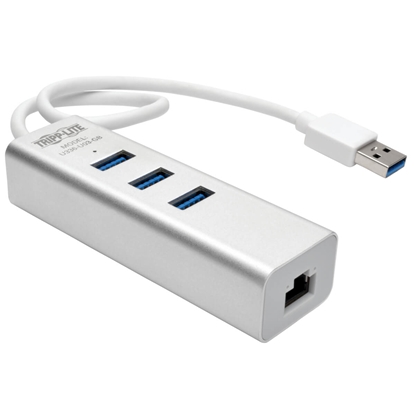 Picture of Tripp Lite U336-U03-GB USB 3.0 SuperSpeed to Gigabit Ethernet NIC Network Adapter with 3 Port USB 3.0 Hub