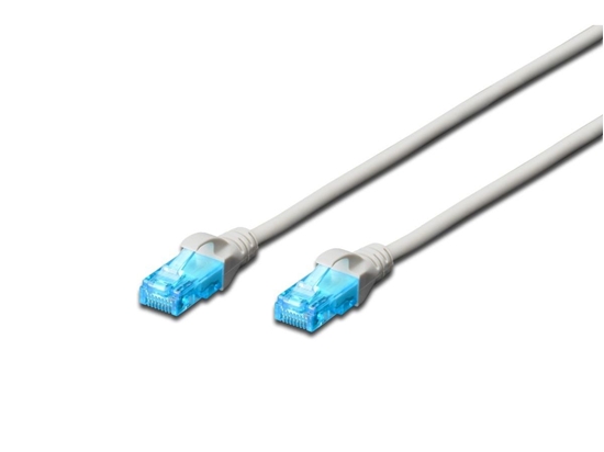 Picture of patch cord RJ45-RJ45, kat.5e, U/UTP, AWG 26/7, PVC, 0.25m, szary