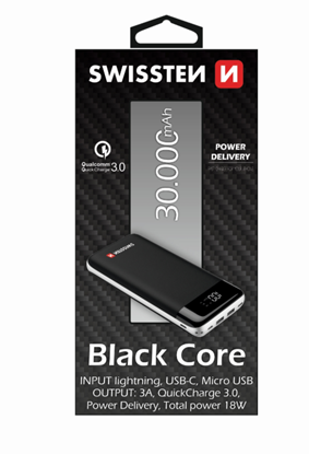 Attēls no Swissten Black Core Premium Recovery 30 000 mAh