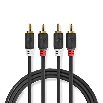 Attēls no Nedis Aux Audio Cable 2x RCA -> 2 x RCA 10m Black