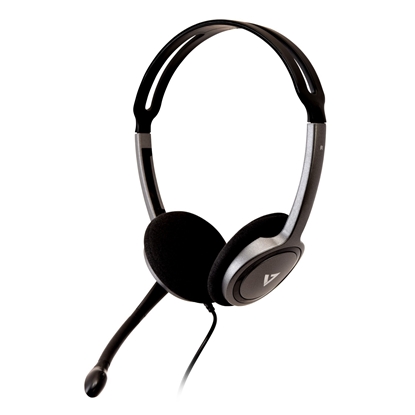 Изображение V7 HA212-2EP headphones/headset Wired Head-band Calls/Music Black, Silver