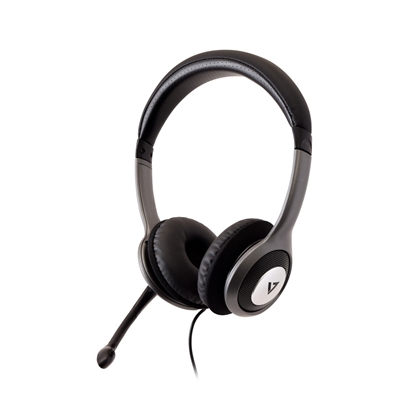 Изображение V7 HU521-2EP headphones/headset Wired Head-band Office/Call center Black, Silver