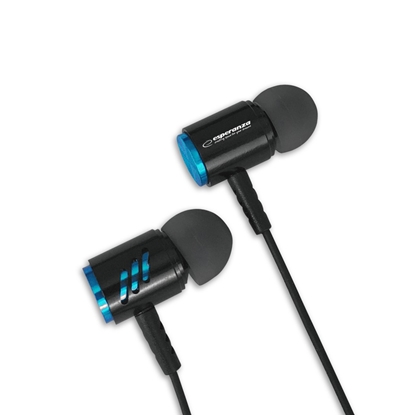 Picture of Słuchawki douszne metalowe z mikrofonem Czarno-niebieskie