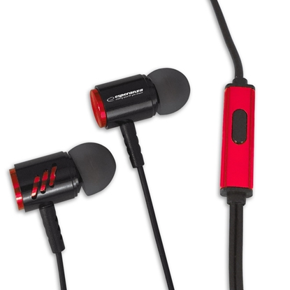 Picture of Słuchawki douszne metalowe z mikrofonem Czarno-czerwone