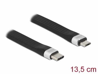 Attēls no Delock USB 2.0 FPC Flat Ribbon Cable USB Type-C™ to USB Type Micro-B 13.5 cm PD 3 A