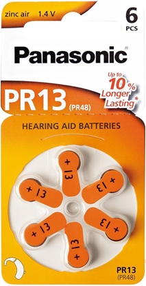Picture of Panasonic hearing aid battery PR13L/6DC