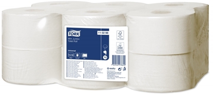 Picture of Toilet paper Tork Universal Mini Jumbo T2, 2 layers, 9.1cm x 150m, white 12 pcs