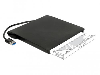 Attēls no Delock External Enclosure for 5.25″ Ultra Slim SATA Drives 9.5 mm to USB Type-A male