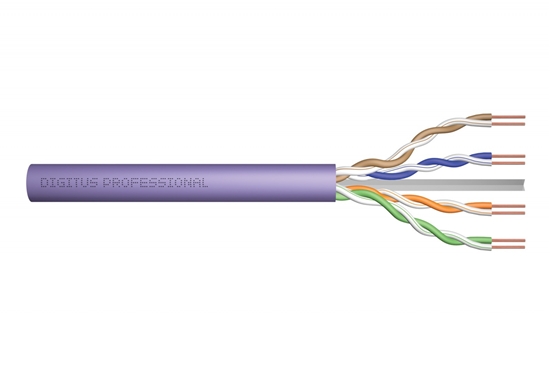 Изображение Kabel teleinformatyczny instalacyjny kat.6, U/UTP, B2ca, drut, AWG 23/1, LSOH, 100m Fioletowy