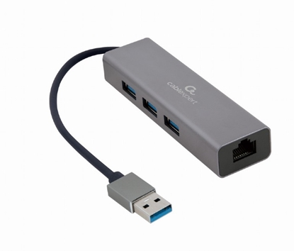 Picture of Cablexpert | USB AM Gigabit network adapter with 3-port USB 3.0 hub | A-AMU3-LAN-01
