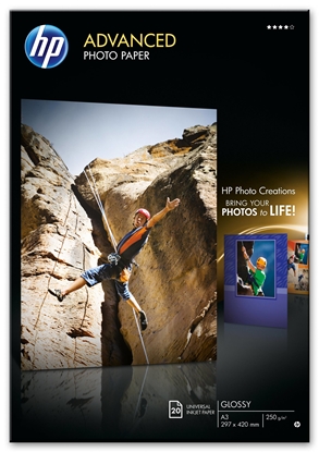 Изображение HP Advanced Photo Paper, Glossy, 250 g/m2, A3 (297 x 420 mm), 20 sheets