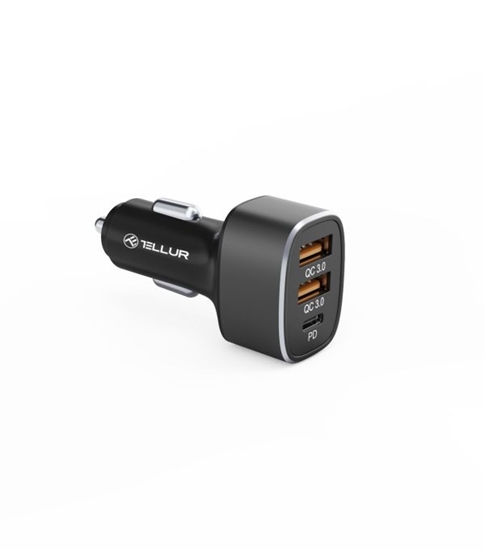 Изображение Tellur Car Charger FCC9, 56W, 9A (2XQC 3.0 + PD20W) black