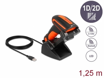 Attēls no Delock Industrial Barcode Scanner 1D and 2D for 2.4 GHz or Bluetooth with inductive charging station