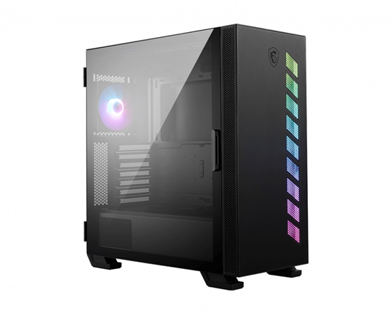 Picture of MSI MAG VAMPIRIC 300R Mid Tower Gaming Computer Case 'Black, 1x 120mm ARGB Fan, USB Type-C, Tempered Glass, Center, E-ATX, ATX, mATX, mini-ITX'