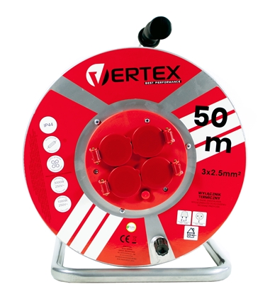 Изображение VERTEX PB50METAL Extension cable 50 m 3x2,5 mm 3000 W IP44 Black