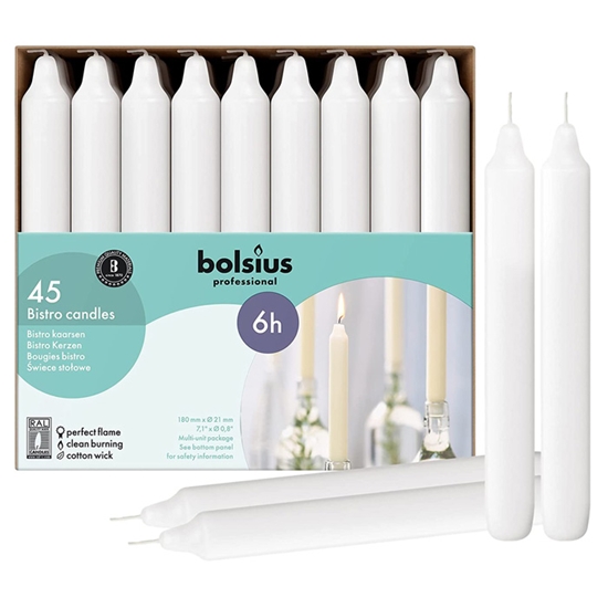 Picture of Galda sveces Bolsius Professional 180/21.3mm 45gab. 6h balta