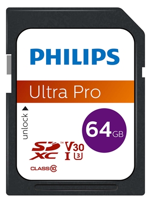 Attēls no Philips SDXC Card           64GB Class 10 UHS-I U3 V30 A1