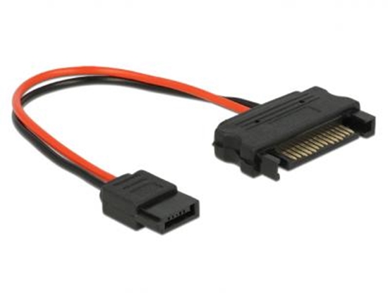 Picture of Cable Power SATA 15 pin plug  Power Slim SATA 6 pin receptacle 10 cm