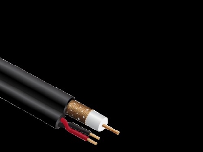 Obrazek Coaxial cable RG59, CU, 90%, Black LSZH, Power cords 2x0.75 CU, Round, 250m drum
