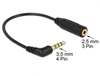 Picture of Delock Audio Cable Stereo jack 3.5 mm 4 pin male  Stereo jack 2.5 mm 3 pin female angled