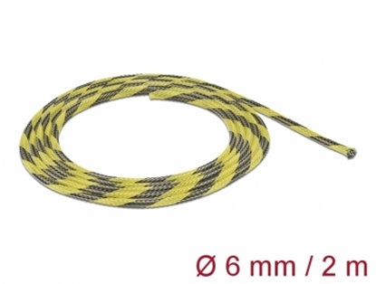 Attēls no Delock Braided Sleeve stretchable 2 m x 6 mm black-yellow