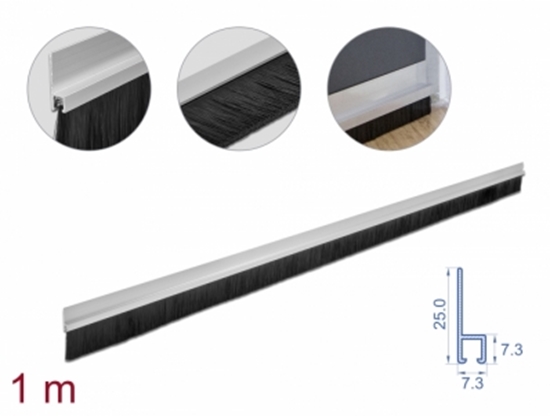 Picture of Delock Brush strip 40 mm with aluminium profile straight - length 1 m