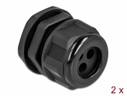 Picture of Delock Cable Gland PG21 for round cable with three cable entries black 2 pieces