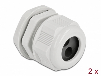 Picture of Delock Cable Gland PG21 for round cable with two cable entries grey 2 pieces