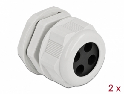 Attēls no Delock Cable Gland PG29 for round cable with four cable entries grey 2 pieces