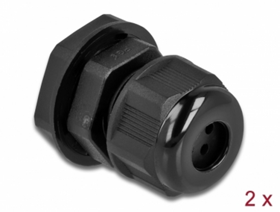 Picture of Delock Cable Gland PG9 for round cable with four cable entries black 2 pieces