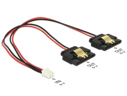 Изображение Delock Cable Power 2 pin female > 2 x SATA 15 pin receptacle (5 V) metal 20 cm