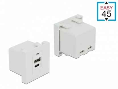 Attēls no Delock Easy 45 USB Charging Port Module 1 x Type-A + 1 x USB Type-C™