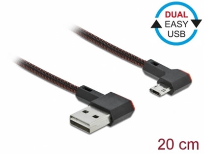 Attēls no Delock EASY-USB 2.0 Cable Type-A male to EASY-USB Type Micro-B male angled left / right 0.2 m black